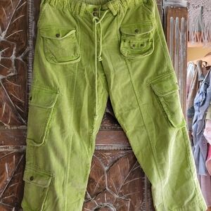 Free People Green Corduroy TAHITI Cargo Pants